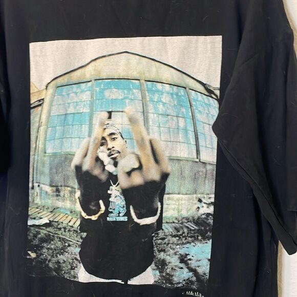 Tupac Ladies 100% Cotton Black Printed Short Sleeve T-Shirt Dress - size 8 - Picture 3 of 5